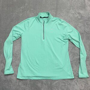 Nike Running Pullover Womens XL Teal Dri-FIT Half Zip Long Sleeve